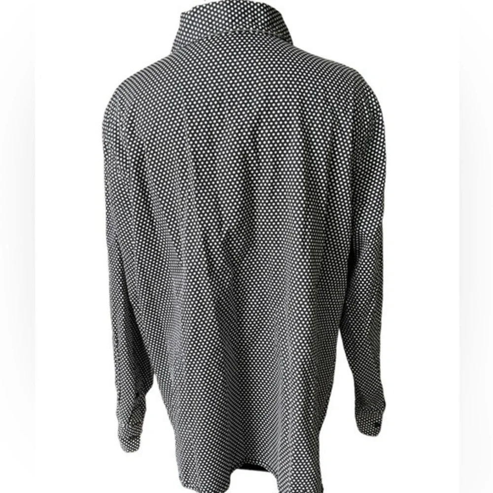 JONES NEW YORK‎ Black White Polka Dot Button Down Top Cotton Preppy Size 2X